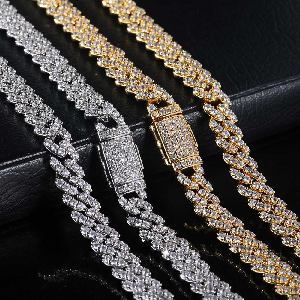 Cuban Link Chain 12Mm - 8MM1Row Zirkon Damen Halskette Iced Out