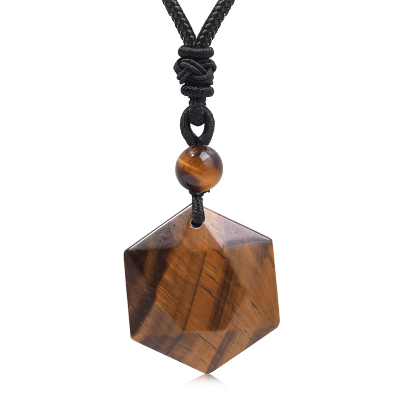 Crystal Pendant Necklace Natural Stone - Neue Mode Tigerauge Stern Anhänger Halskette