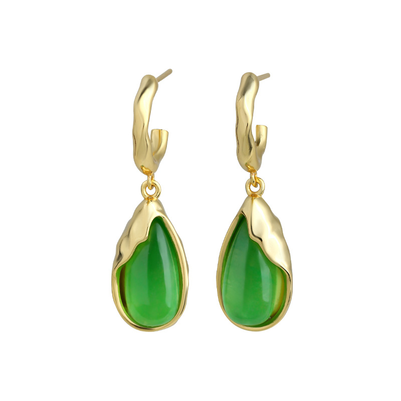 Earrings - Grüne Echte Jade Wassertropfen-Ohrringe Talismane Geschenke