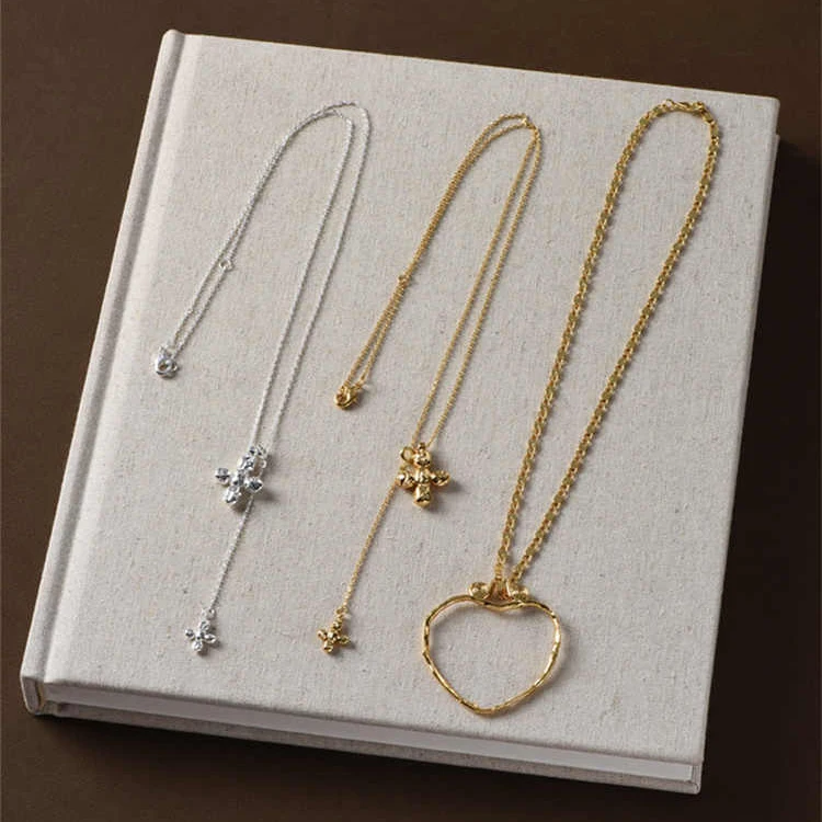 Cross Pendant Necklace Gold - Europa Amerika Großes Herz Doppellagiges Kreuz