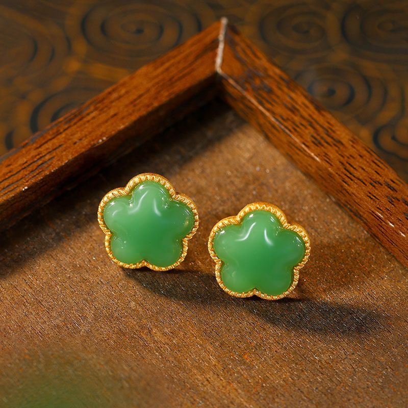 Earrings - Grüne natürliche Jade Klee Ohrringe Geschenke
