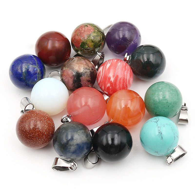 Crystal Pendant Necklace Natural Stone - 20 Stück/Beutel 14 mm Naturstein runder