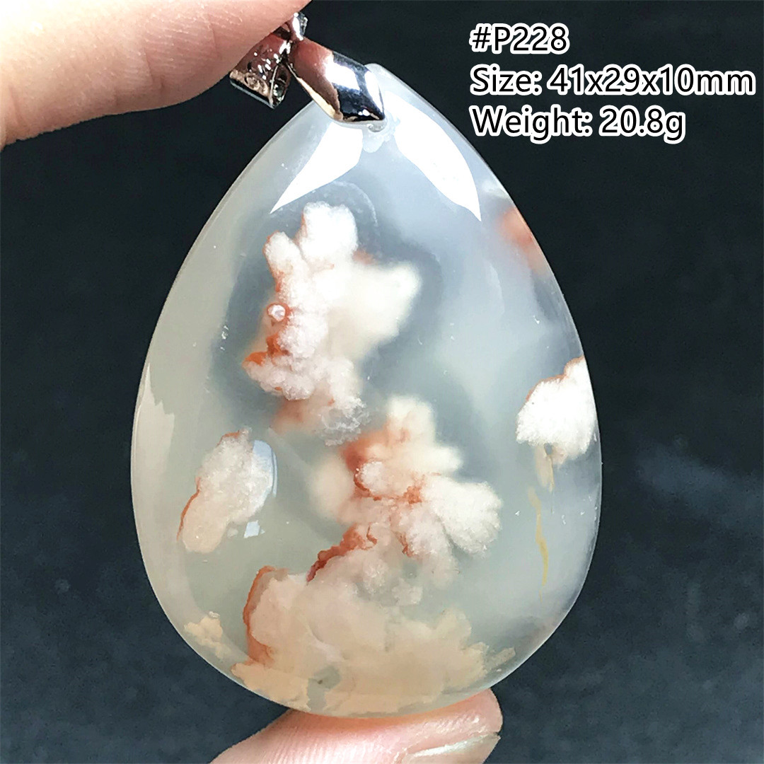 Crystal Pendant Necklace Natural Stone - Natürliche Kirsche Achat Halskette Anhänger Für