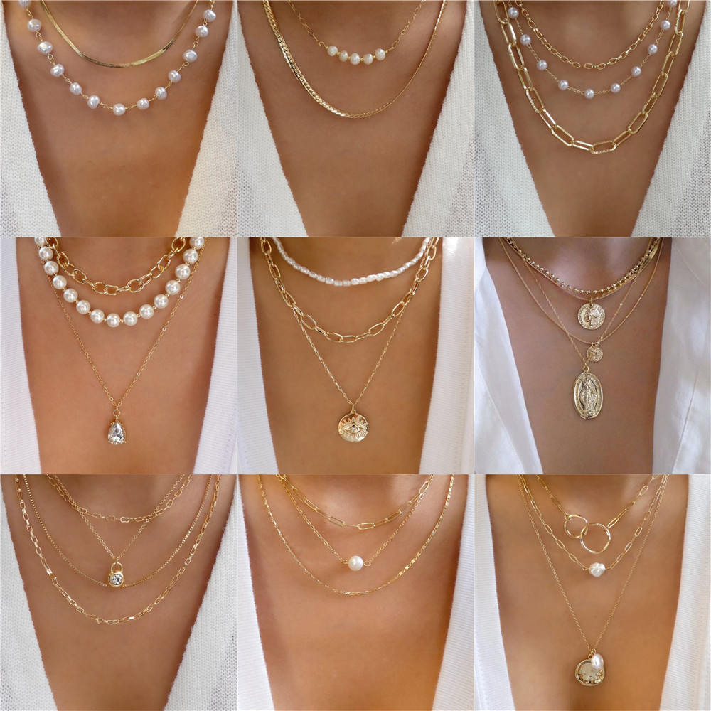 Trendy Gold-platte Geometrisch – Pearl Choker Necklace Vintage Bewertung und Preis
