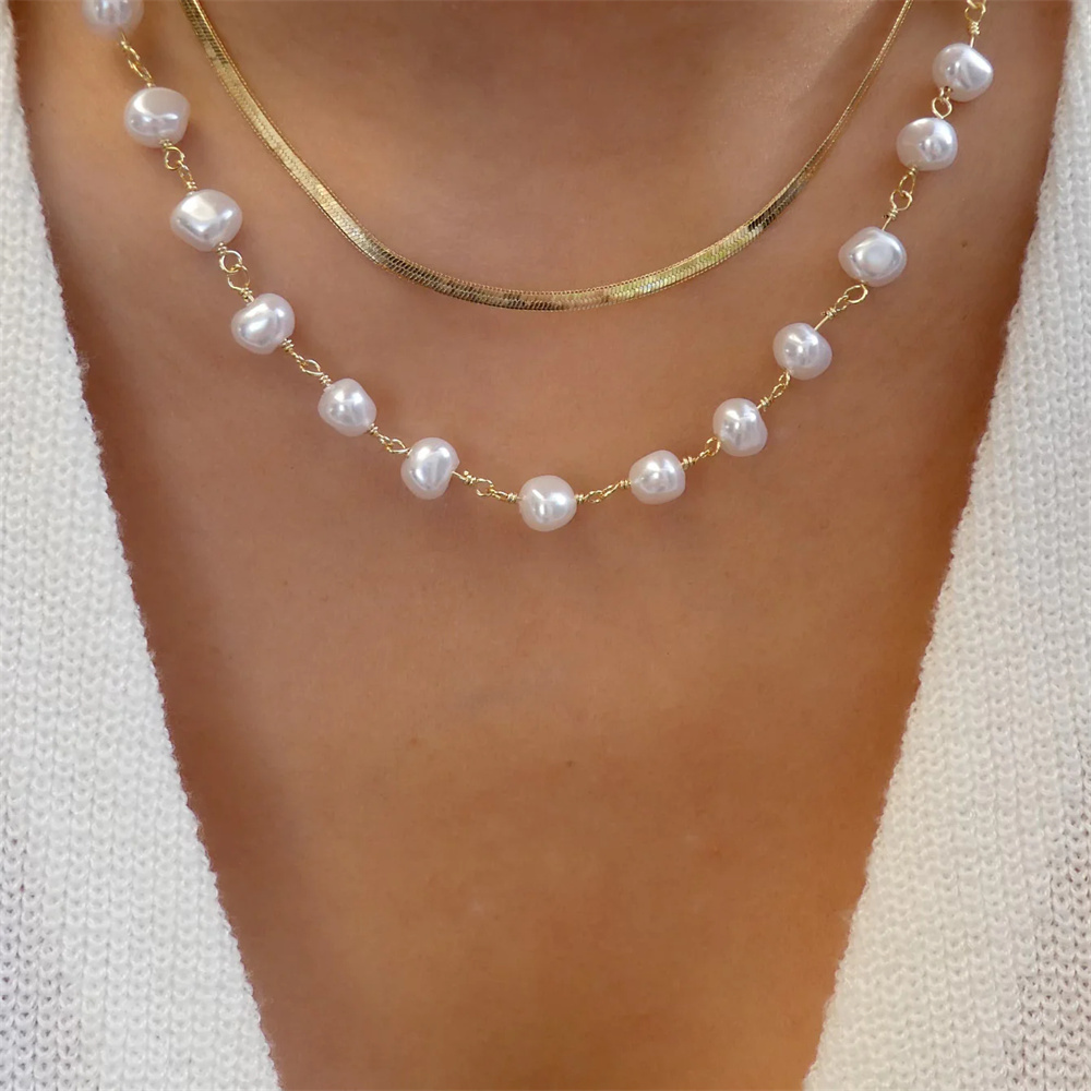 Trendy Gold-platte Geometrisch – Pearl Choker Necklace Vintage Bewertung und Preis