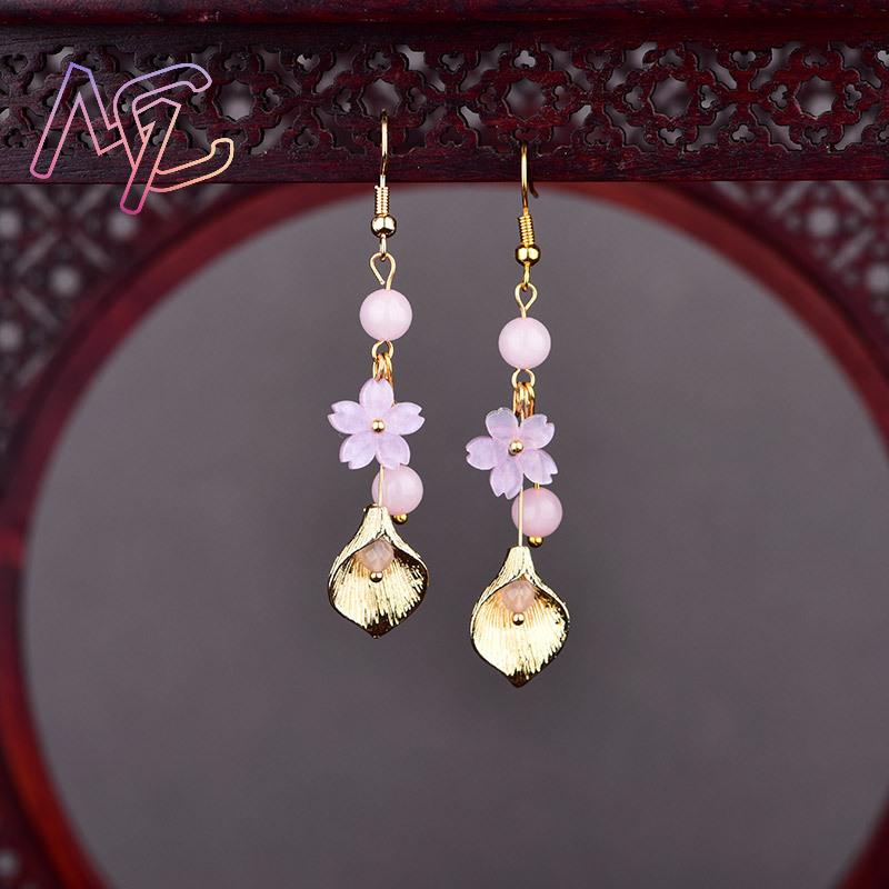 Rosa natürliche Jade-Blumen-Oh – Earrings Bewertung und Preis