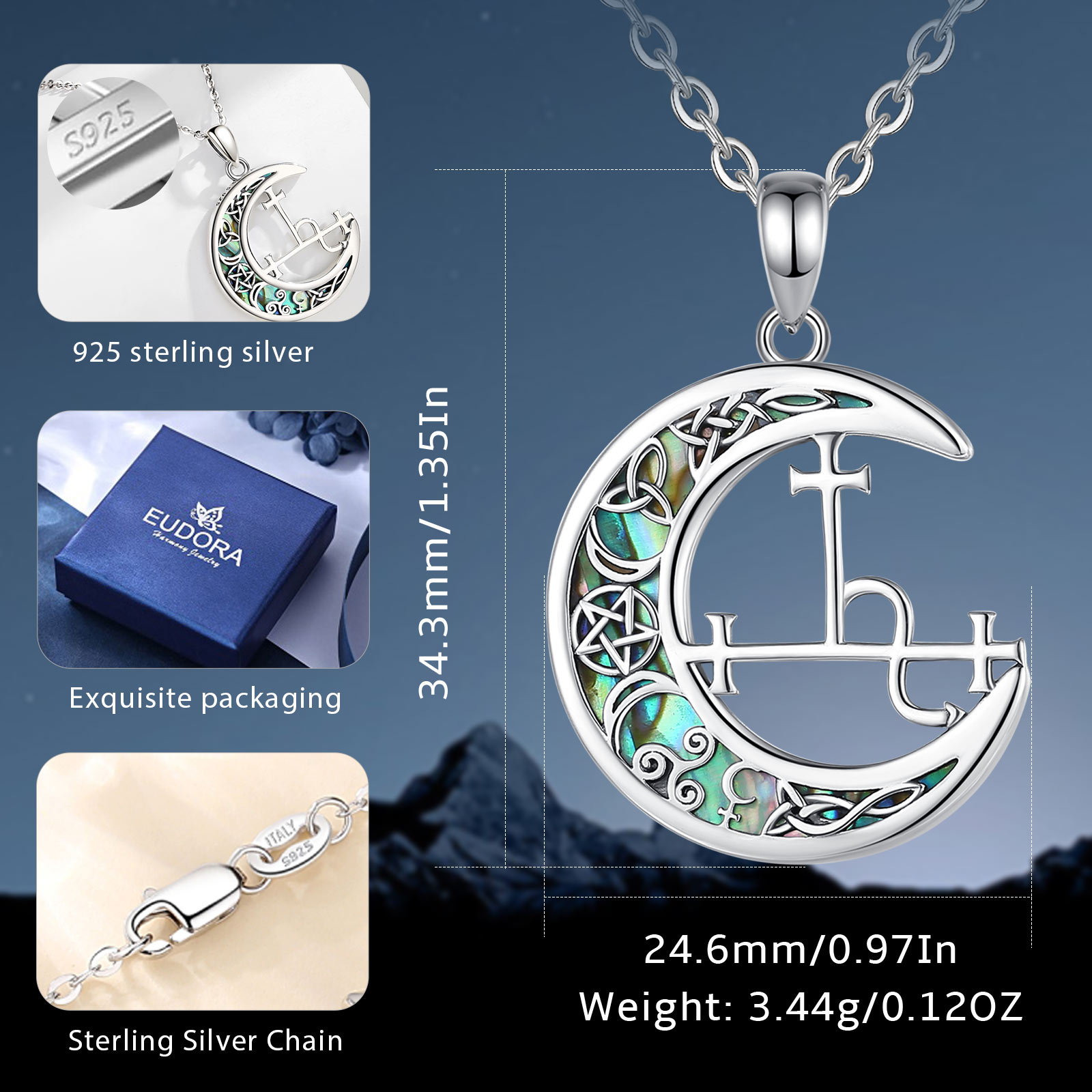 Eudora Halskette mit Lilith-Mo – 925 Sterling Silver Chain Necklace Men Bewertung und Preis